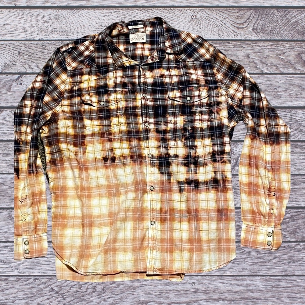 Bleach distressed flannel